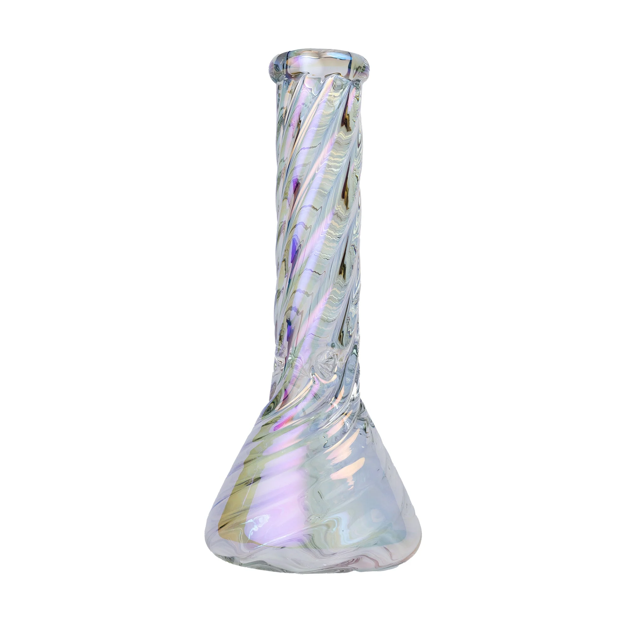 Human Grade Twisted Iridescent Beaker Water Pipe - Image 7