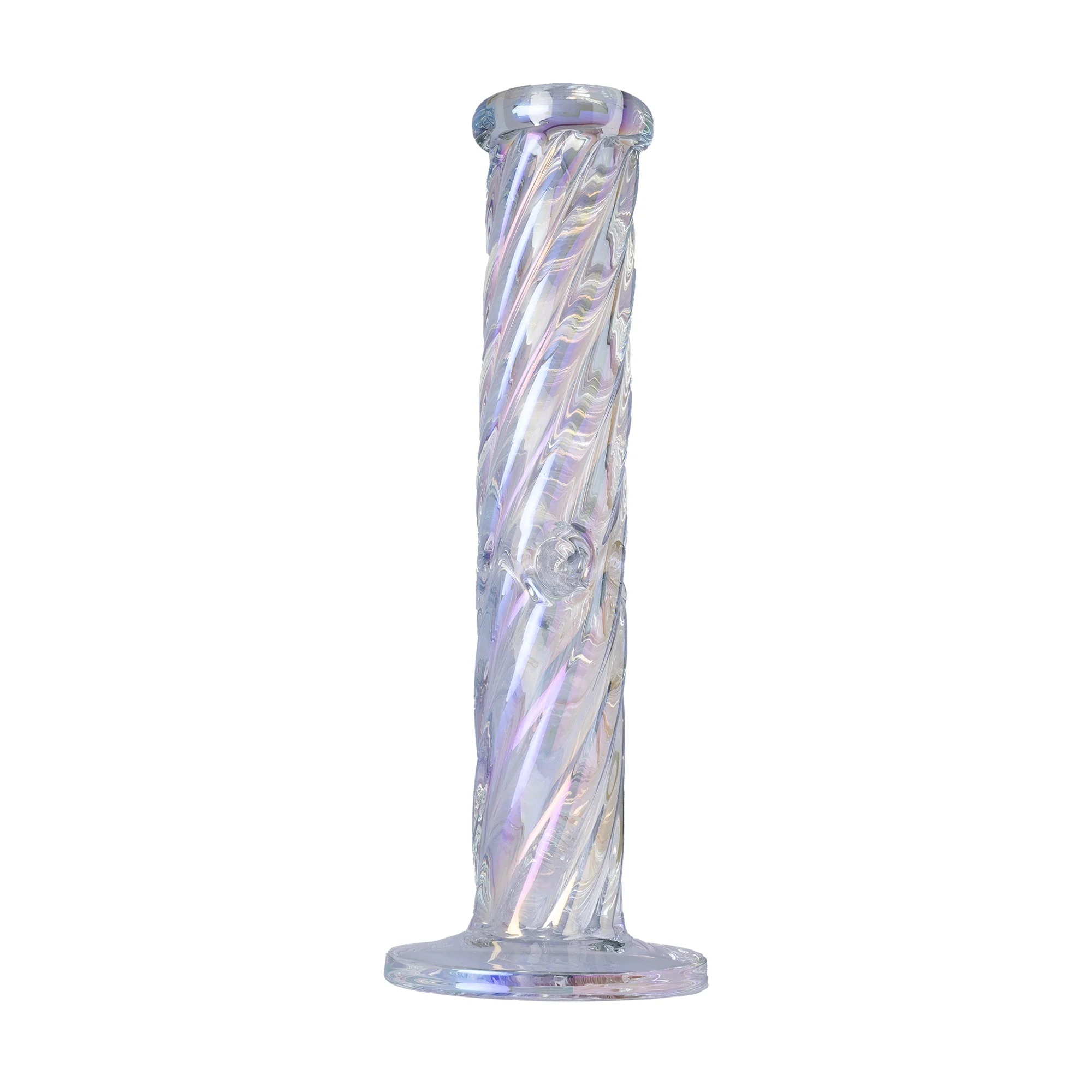 Human Grade Twisted Iridescent Tube Glass Water Pipe - Image 9